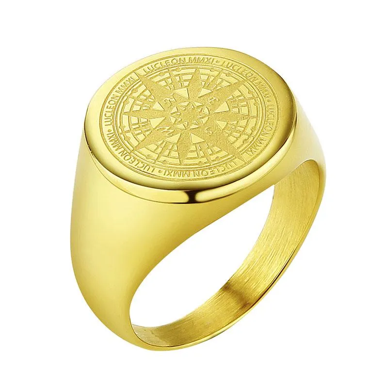 Compass Stainless Steel Signet Ring