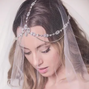 Crystal Encrusted Forehead Bridal Headpiece Hair Chain