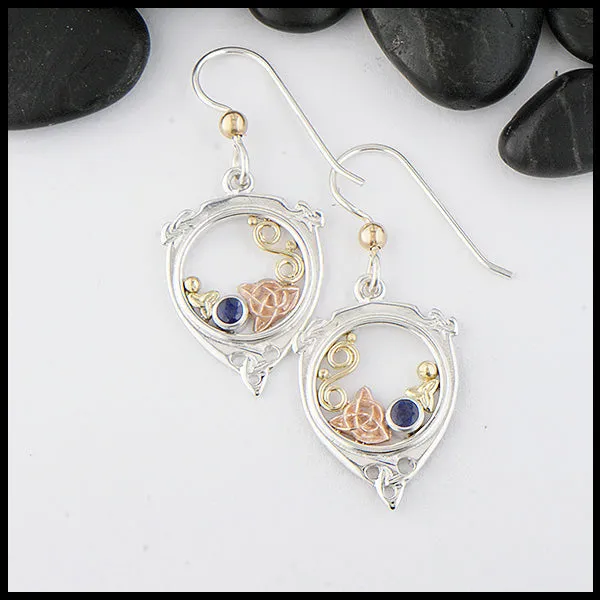 Drop Earrings in Gold & Silver with Sapphire