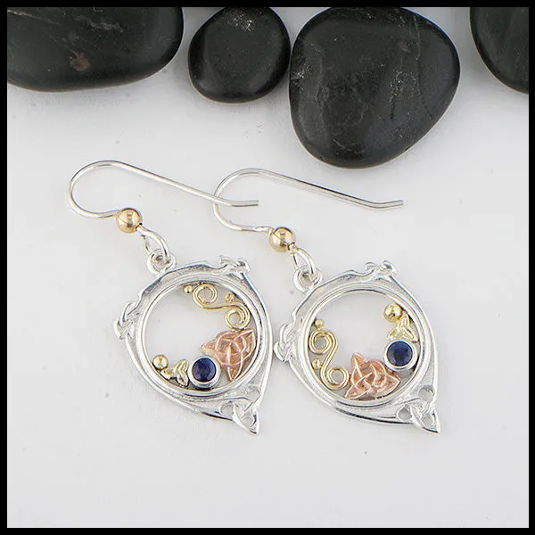 Drop Earrings in Gold & Silver with Sapphire