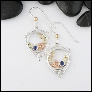 Drop Earrings in Gold & Silver with Sapphire