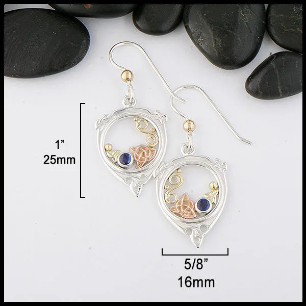 Drop Earrings in Gold & Silver with Sapphire