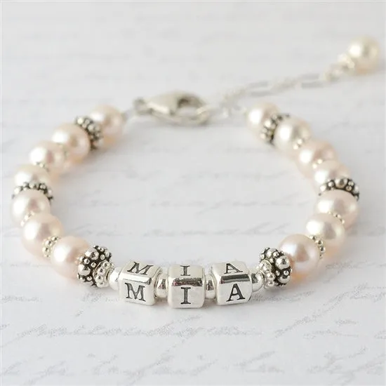 Elegant Pearl Name Bracelet