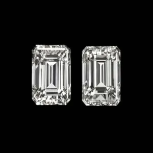 EMERALD CUT DIAMOND MATCHING PAIR F VS 0.37ct STUD EARRINGS LOOSE 3 STONE ACCENT