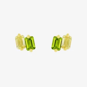 Emerald Cut Light Green Ombre Stud Earrings