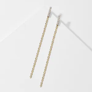 EMERALD ISLE CHAIN CZ LINEAR EARRINGS