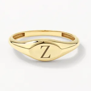 Engravable Oval Signet Pinky Ring in 10k Gold