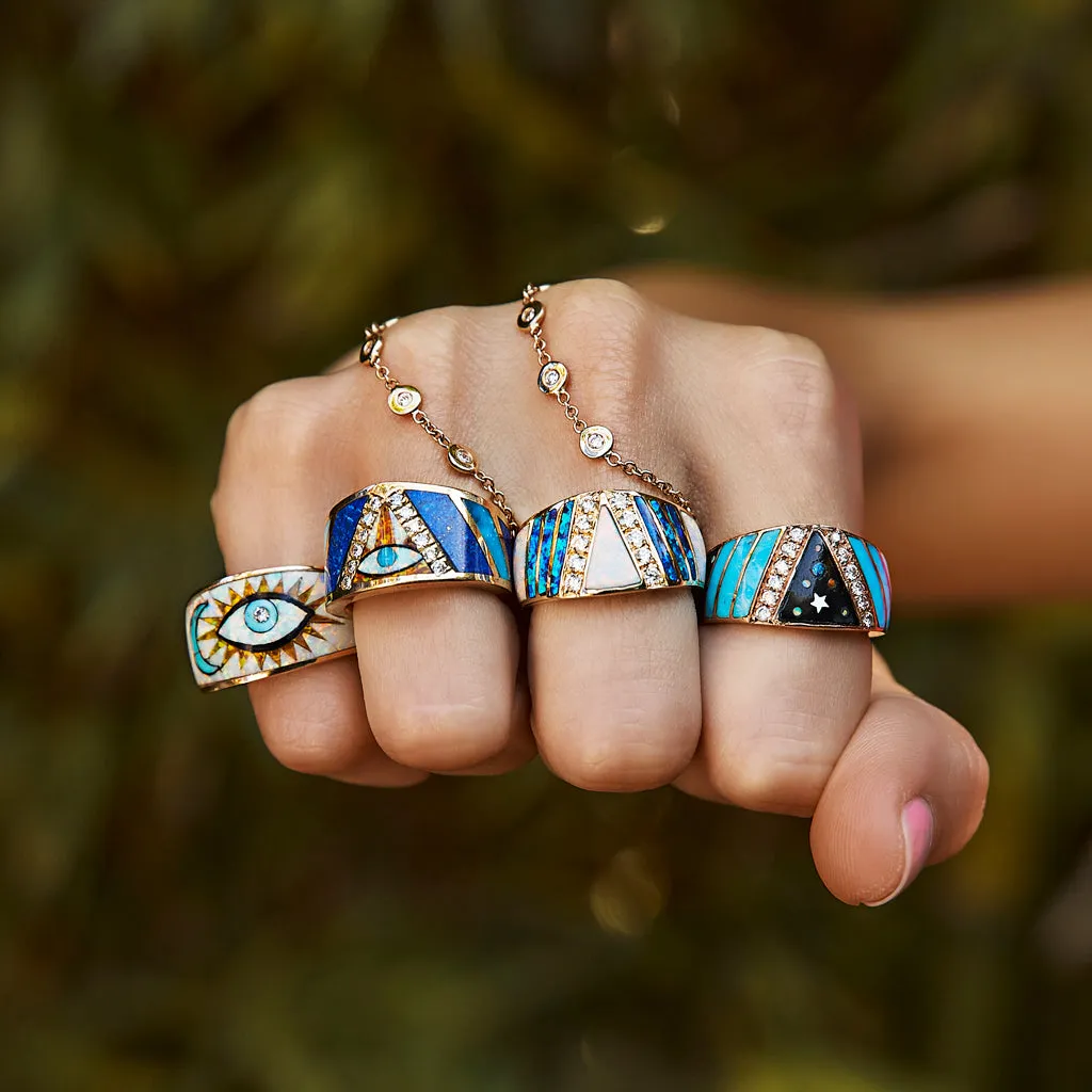 EYE CHEVRON OPAL INLAY RING