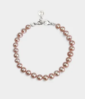 Faith Pearl Bracelet / Sterling Silver / Pink Pearls