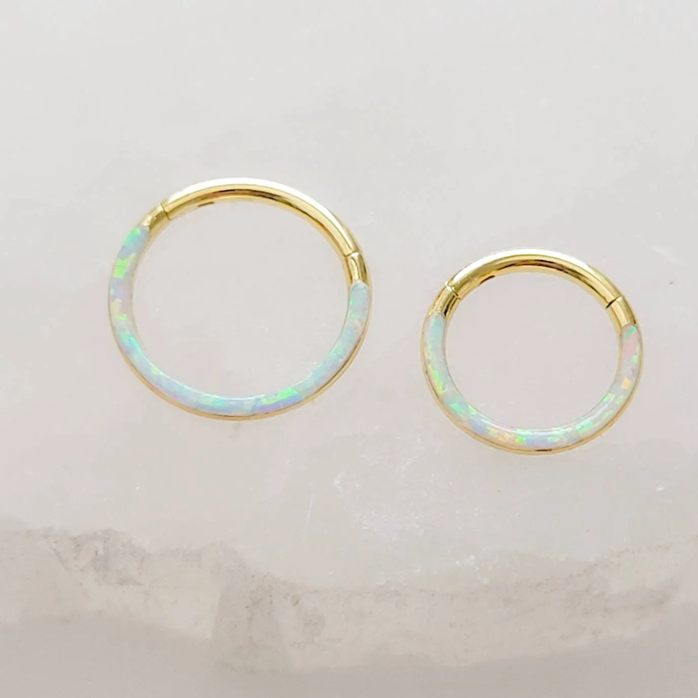 Fire Opal Front Facing Hinged Hoop