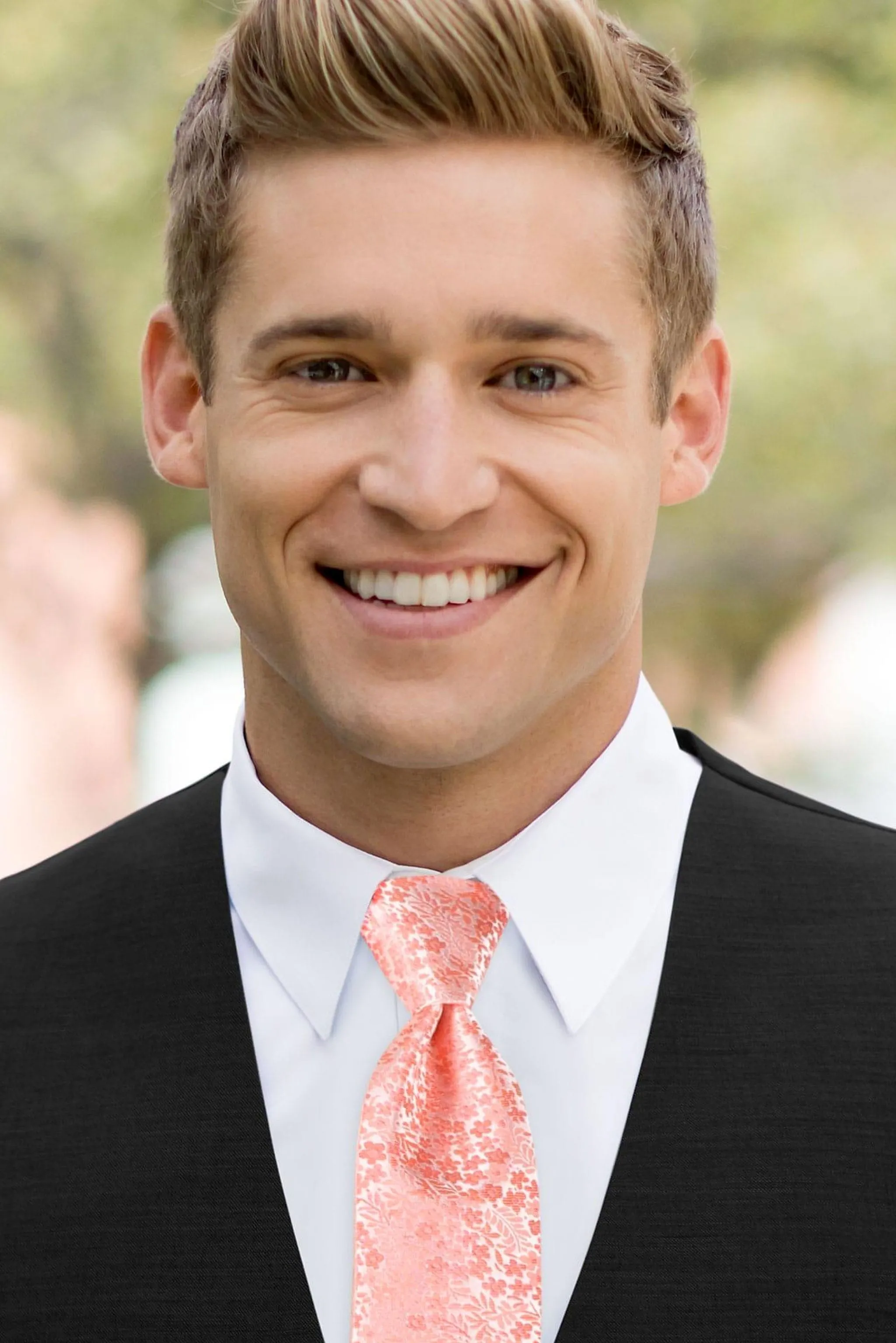 Floral Dark Coral Self-Tie Windsor Tie