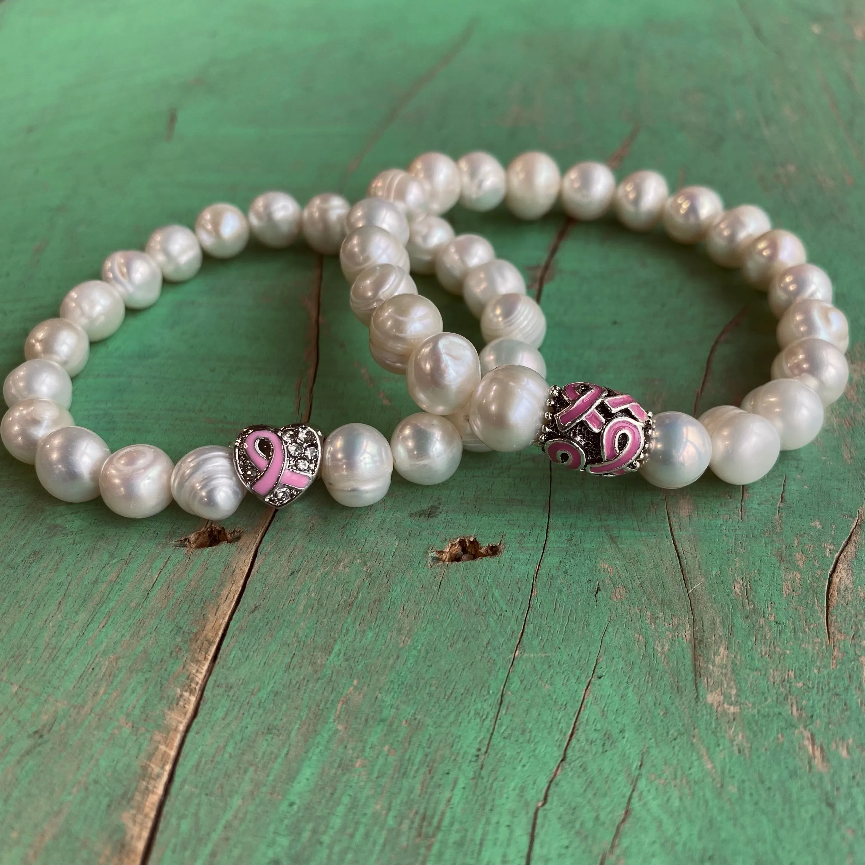 Freshwater Pearl Breast Cancer Awareness Bracelet