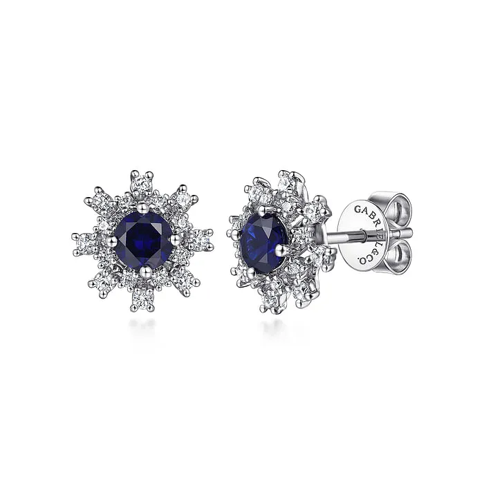 Gabriel & Co. Lusso Diamond and Blue Sapphire Stud Earrings