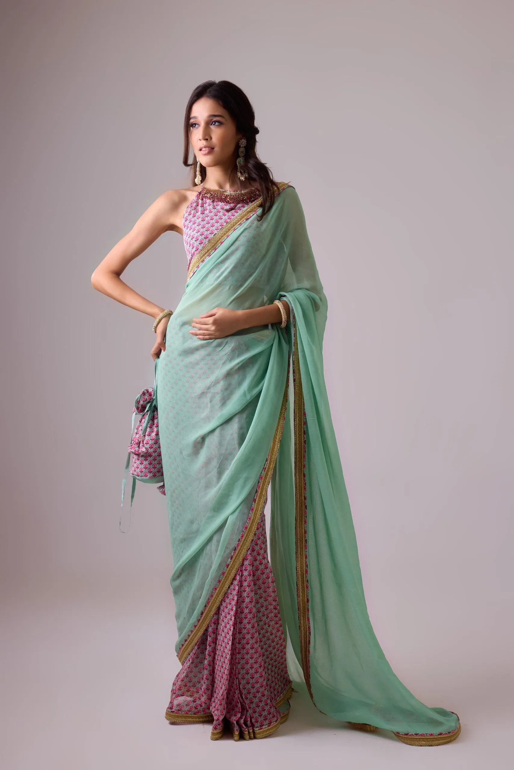 GEORGETTE SAREE WITH CREPE BLOUSE