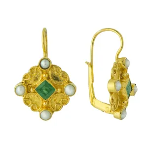 Georgian Emerald and Pearl Earrings