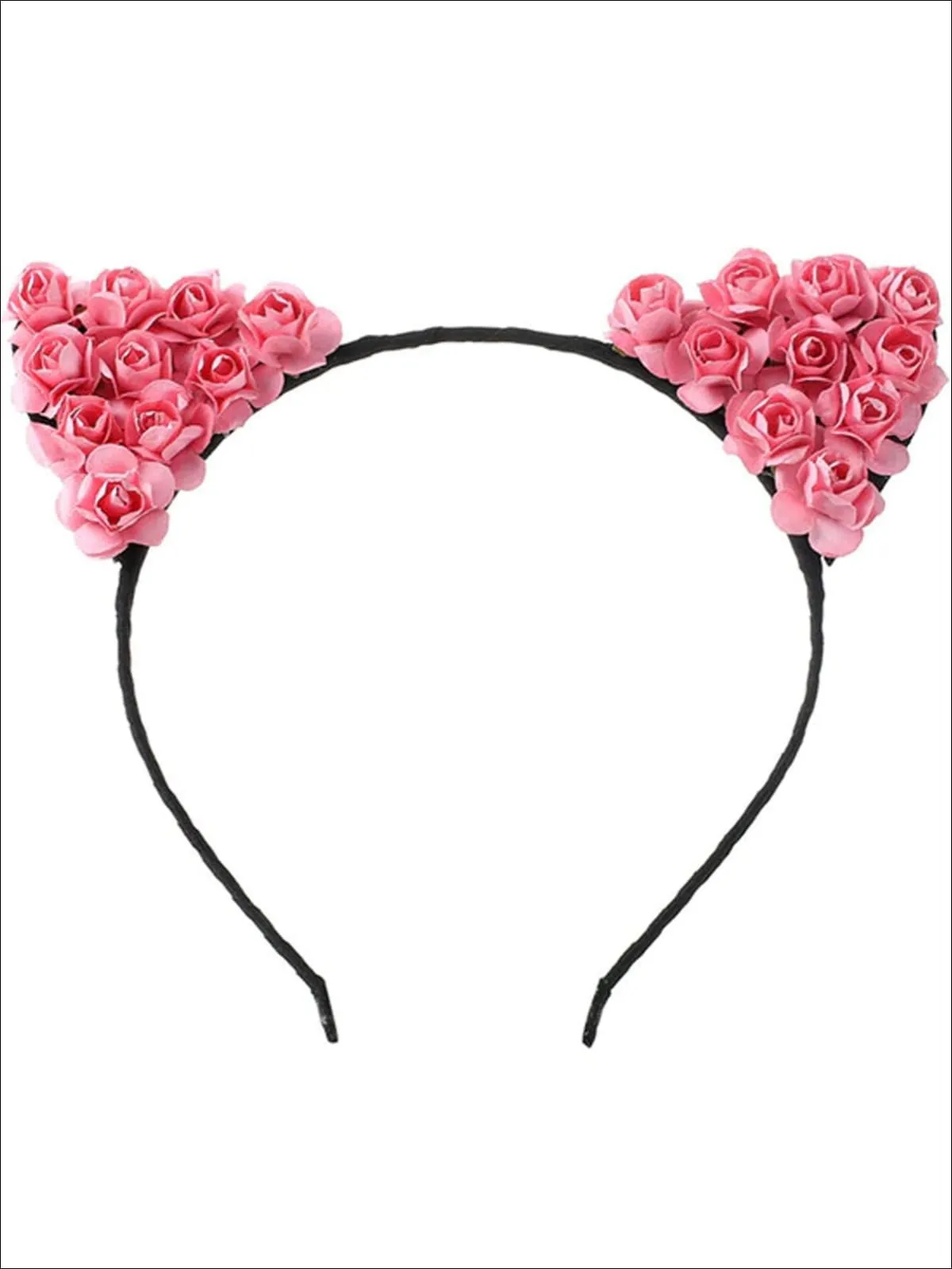 Girls Cat Ears Flower Embellished Headband