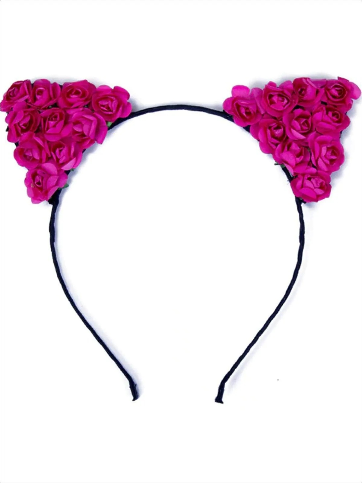 Girls Cat Ears Flower Embellished Headband