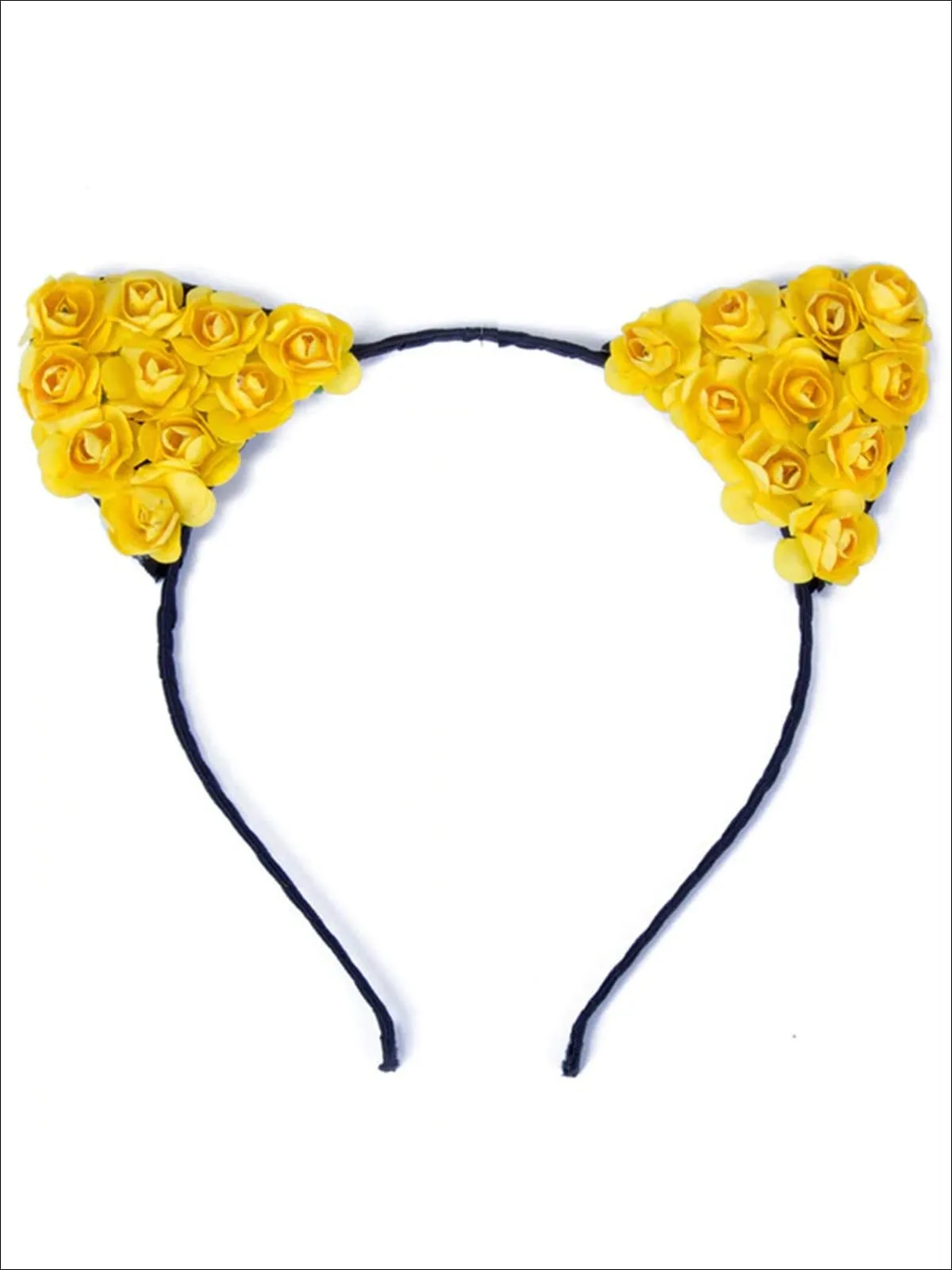 Girls Cat Ears Flower Embellished Headband