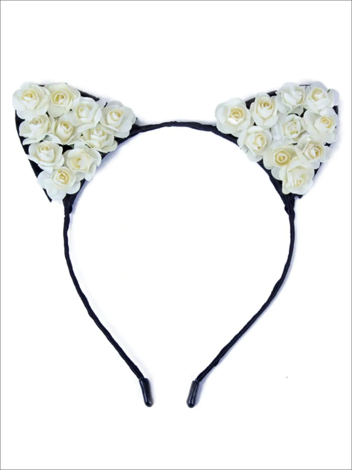 Girls Cat Ears Flower Embellished Headband