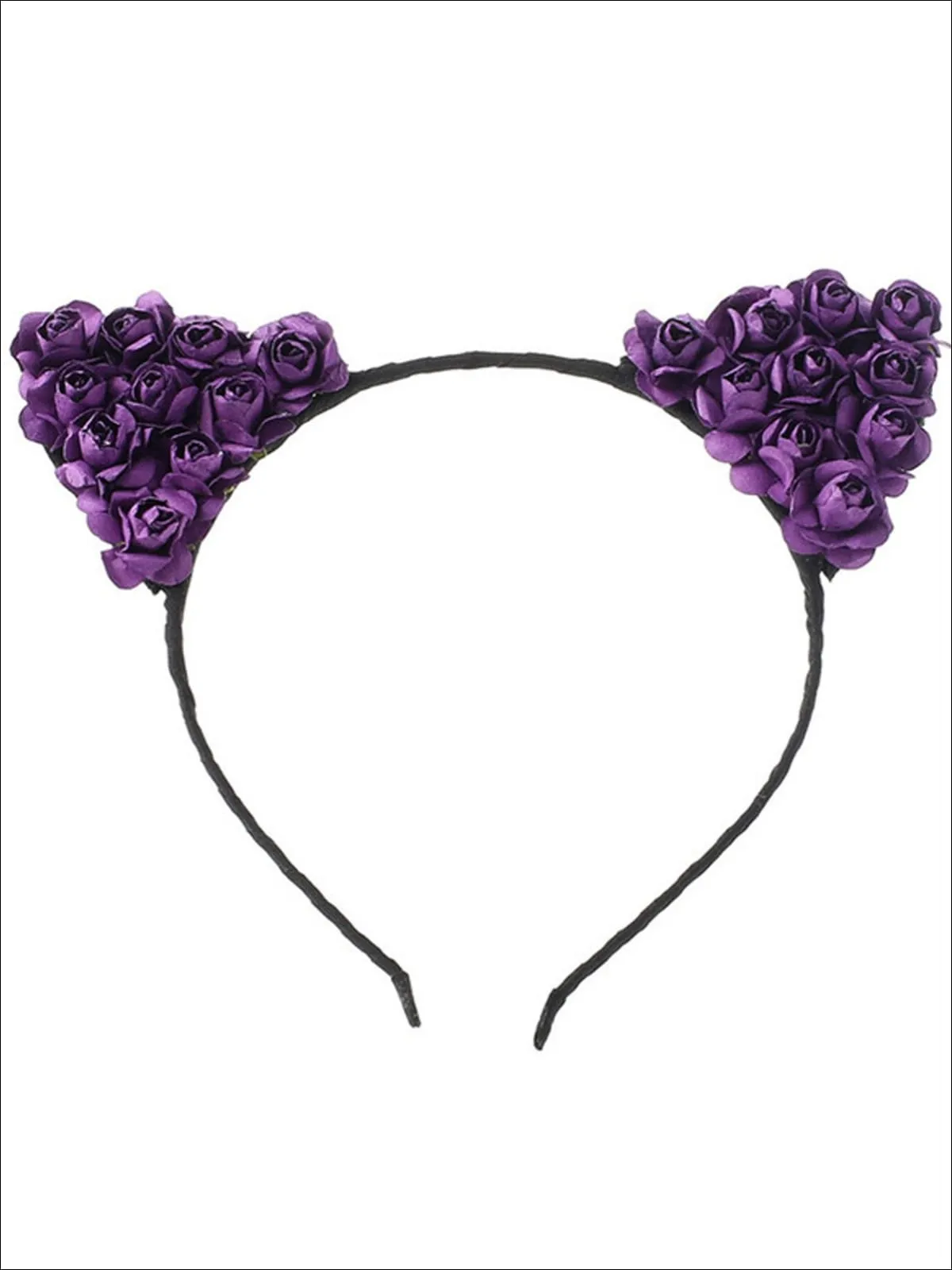 Girls Cat Ears Flower Embellished Headband