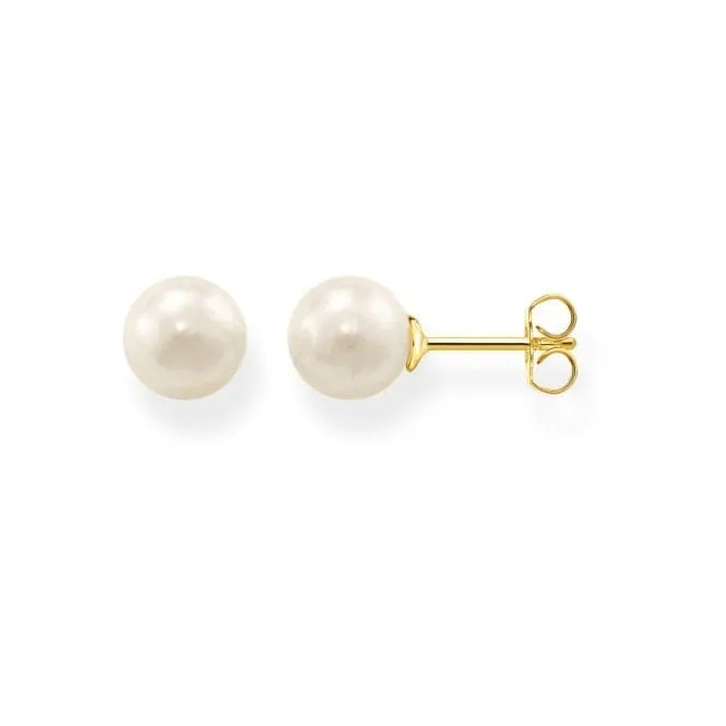 Gold Plated Freshwater Pearl White Ear Studs H1431-430-14