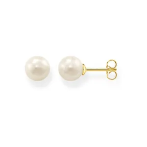 Gold Plated Freshwater Pearl White Ear Studs H1431-430-14