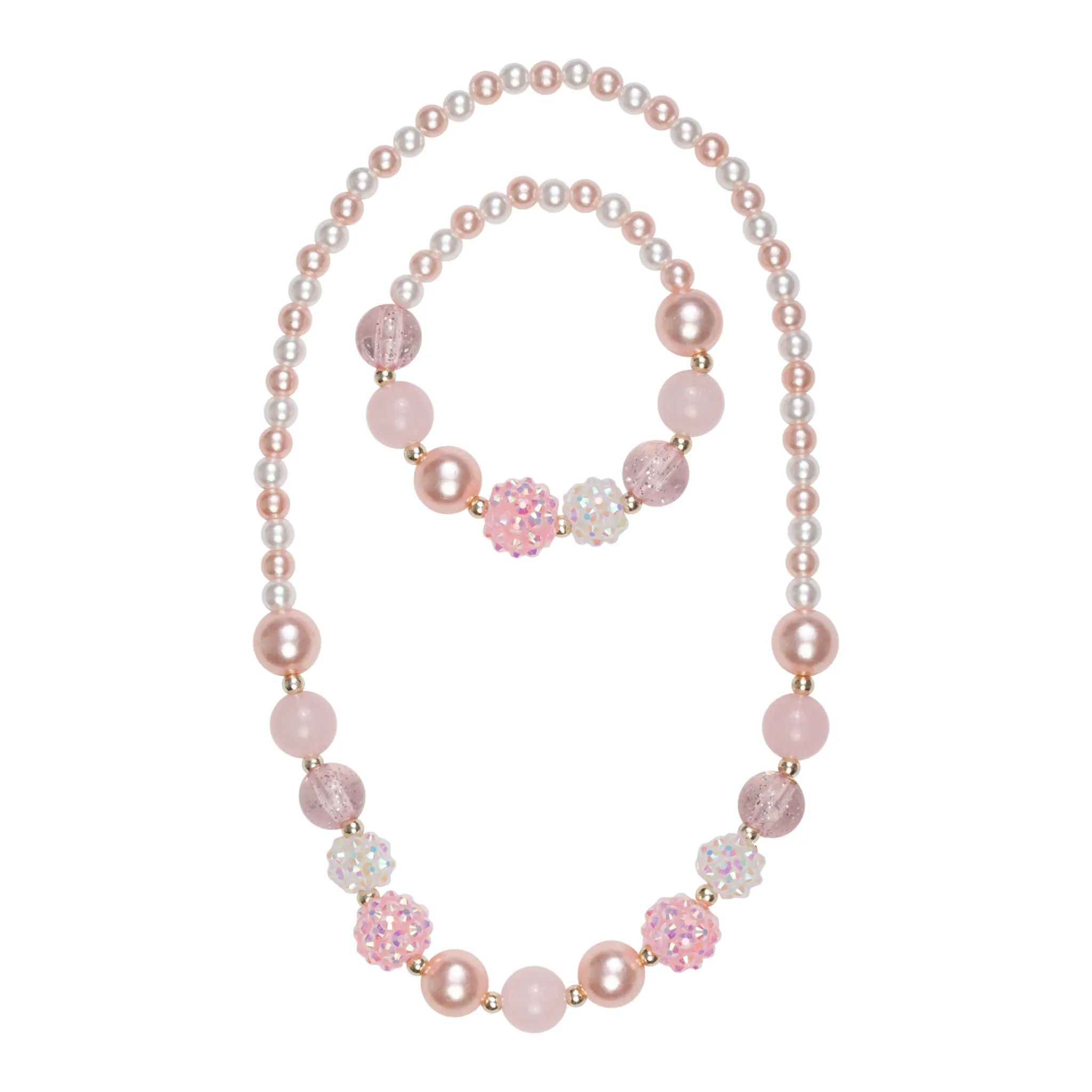 Great Pretenders Pinky Pearl Necklace & Bracelet Set