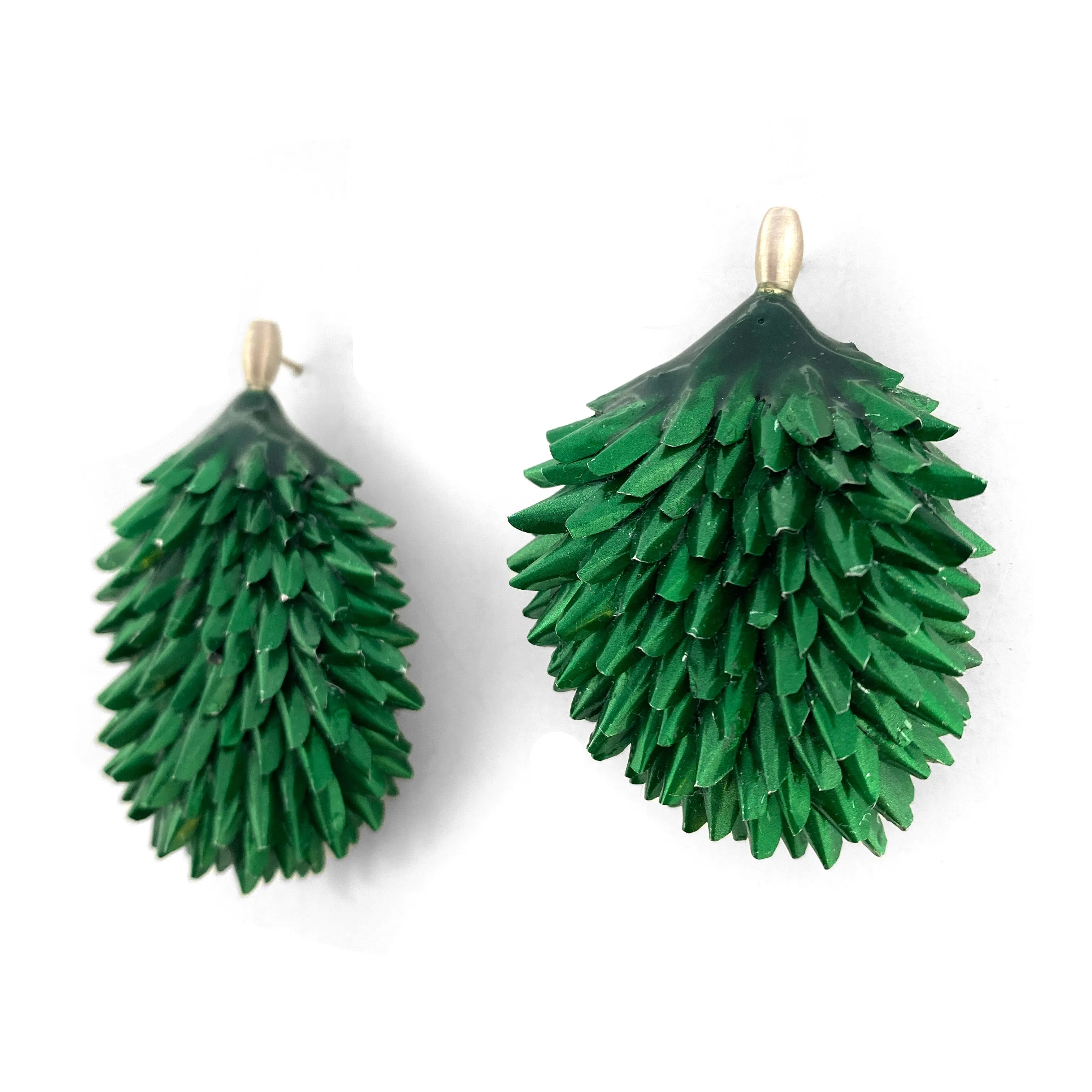 Green Layered Aluminum Earrings