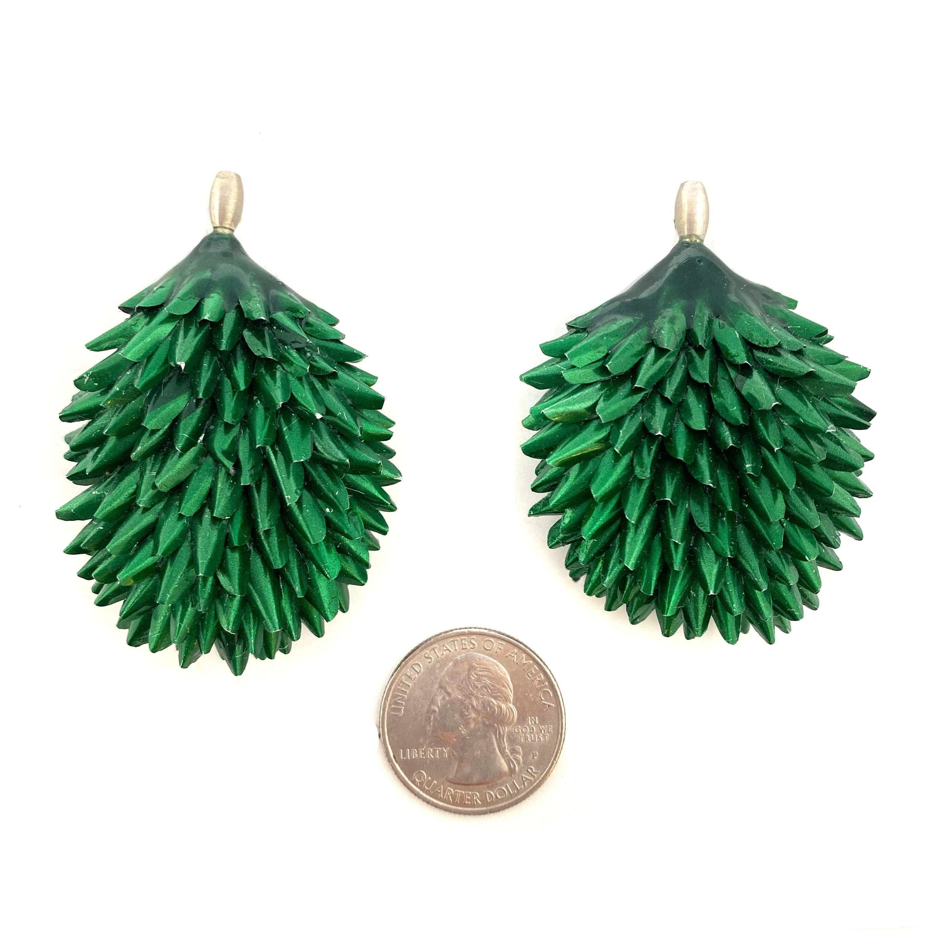 Green Layered Aluminum Earrings