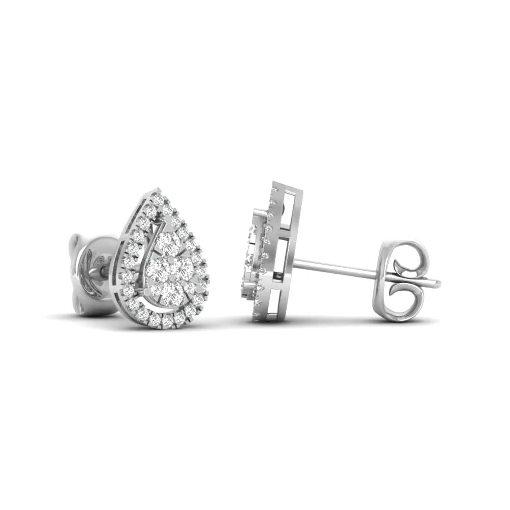 Halo Pear Diamond Stud  Earrings, Lab Grown