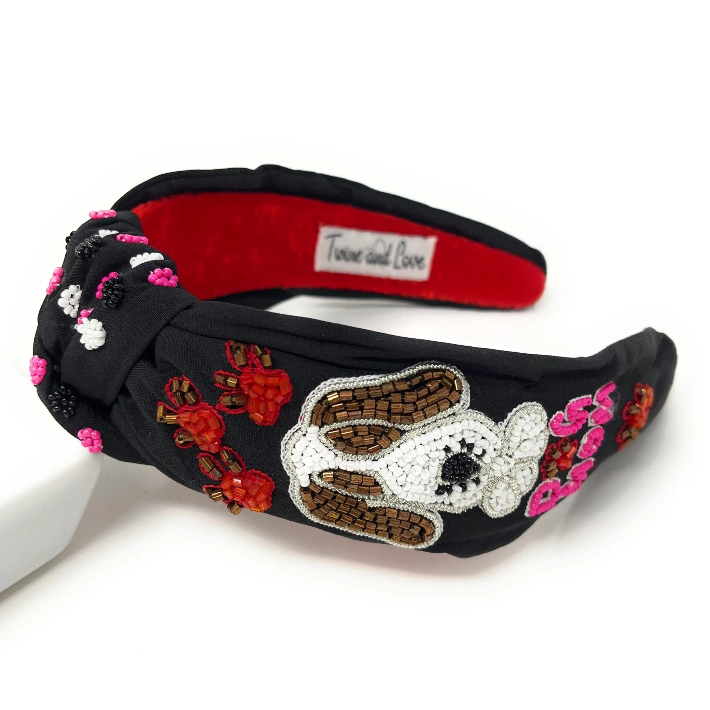 Hand Beaded Dog Mom Knot Headband