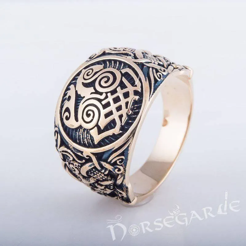 Handcrafted Sleipnir Mammen Style Ring - Bronze