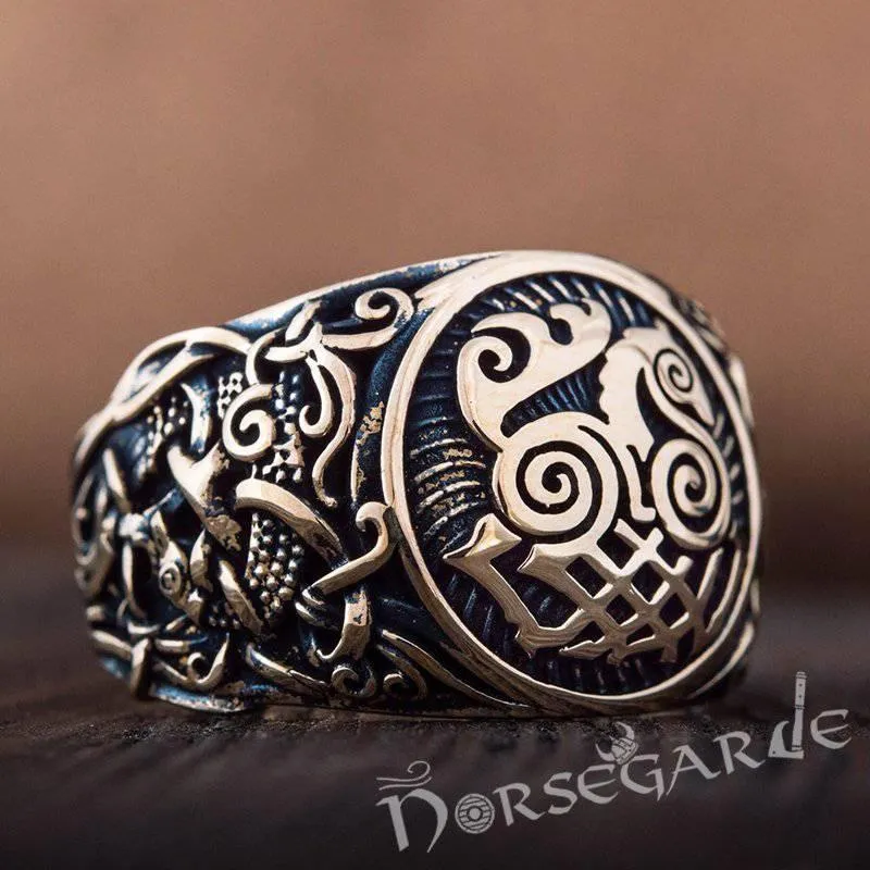 Handcrafted Sleipnir Mammen Style Ring - Bronze