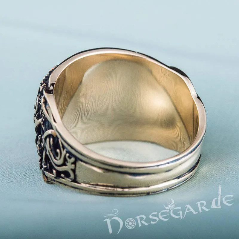 Handcrafted Sleipnir Mammen Style Ring - Bronze