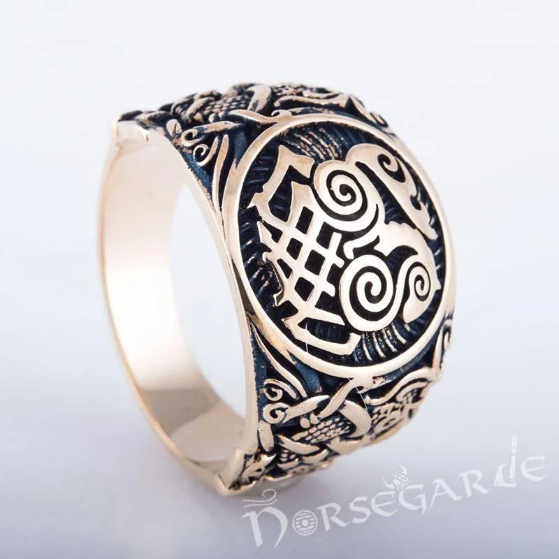 Handcrafted Sleipnir Mammen Style Ring - Bronze