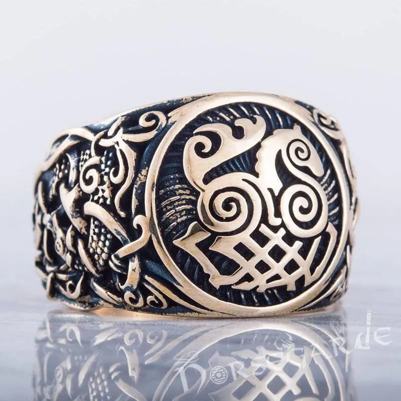 Handcrafted Sleipnir Mammen Style Ring - Bronze