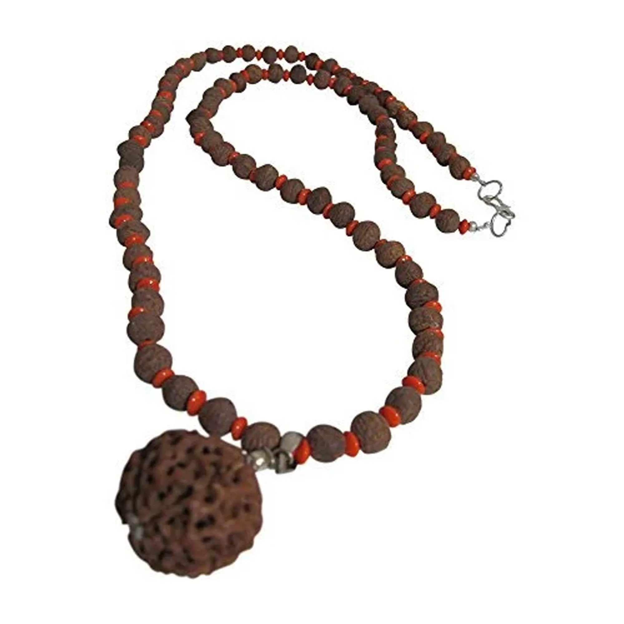 Handmade Vintage Bodhi Seed and Rare 6 Mukhi (Six Face) Rudraksha Bead Mala Long Necklace No4