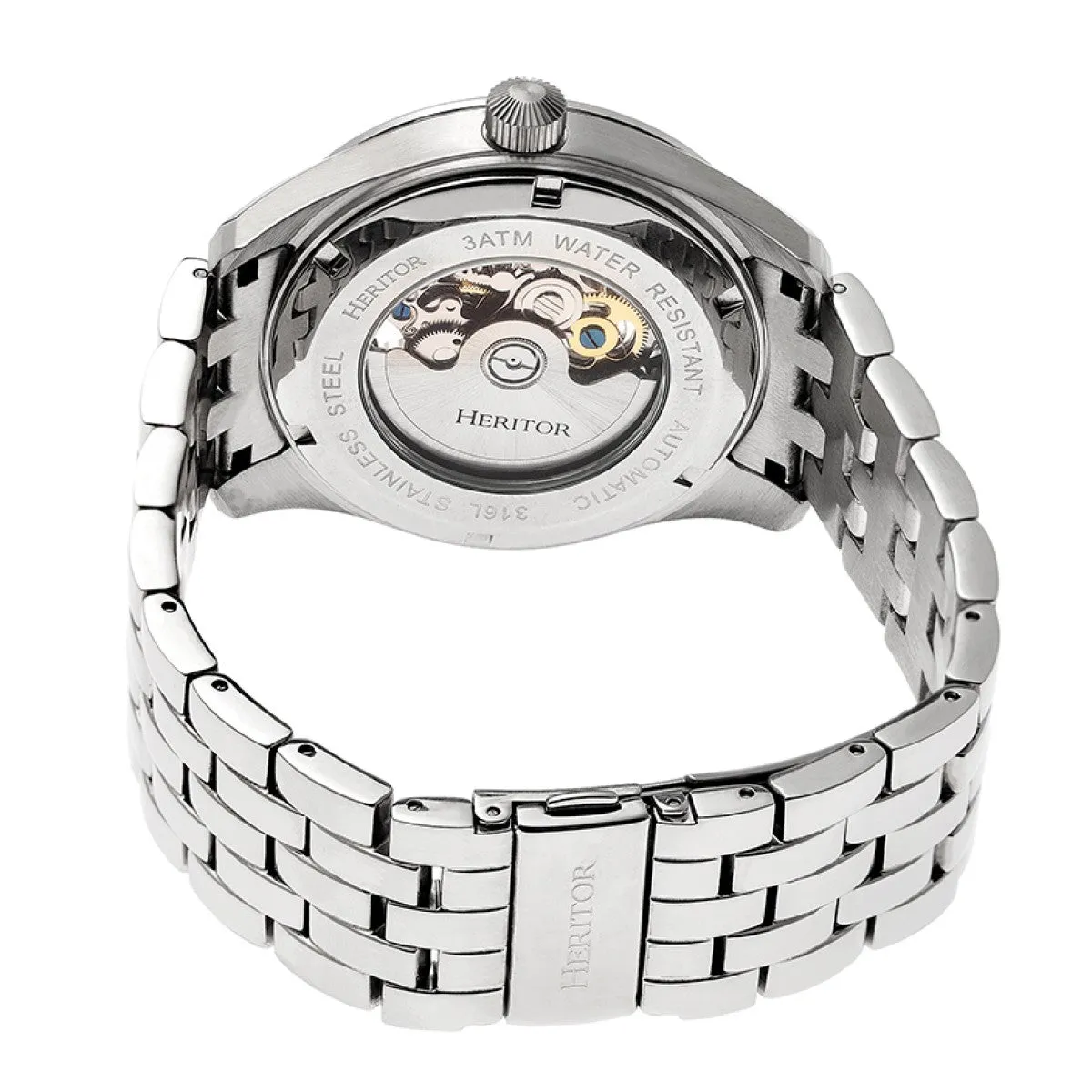 Heritor Automatic Stanley Semi-Skeleton Bracelet Watch - Silver/Black