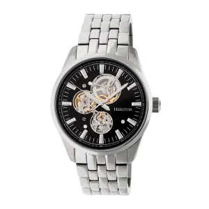 Heritor Automatic Stanley Semi-Skeleton Bracelet Watch - Silver/Black