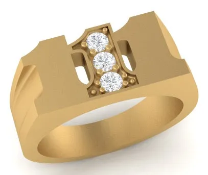 Initial Signet Ring with Diamond Letter