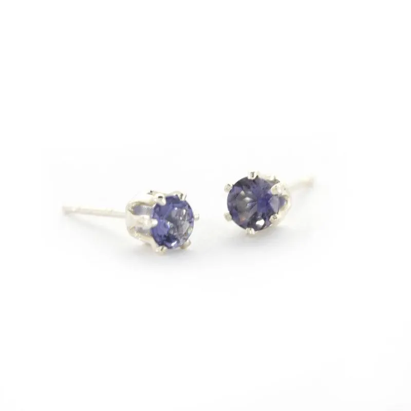 Iolite and Silver Post Earrings