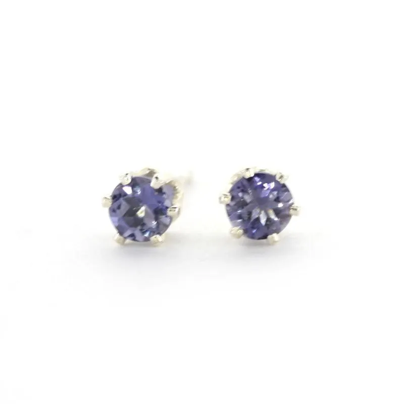 Iolite and Silver Post Earrings