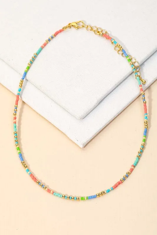 Ivy Multi Color Dainty Seed Beaded Necklace