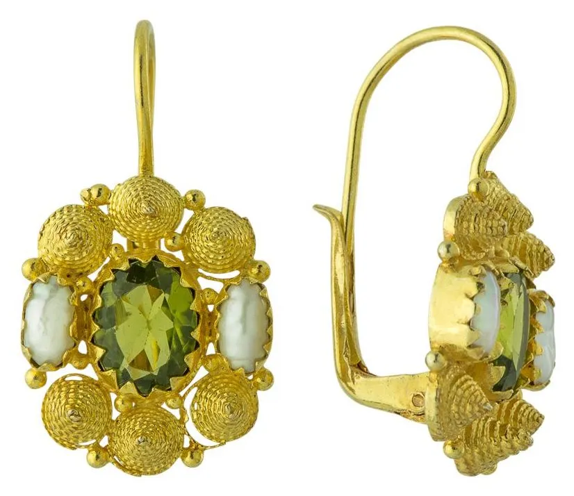 Jane Austen Peridot and Pearl Earrings