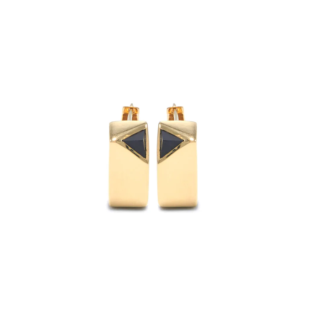 Jewel Beneath Signet Earring Pair - Black Onyx, 24ct Gold-Plated Sterling Silver