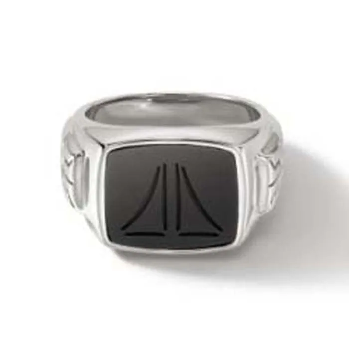 John Hardy Black Onyx ID Signet Ring in Sterling Silver