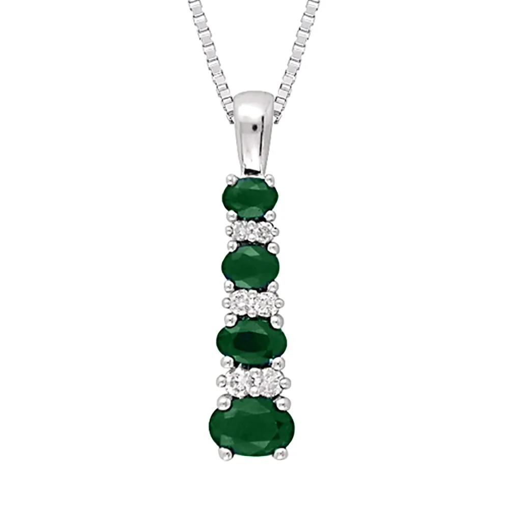 KATARINA Diamond and Alternating Emerald Jewelry Set (1/4 cttw)