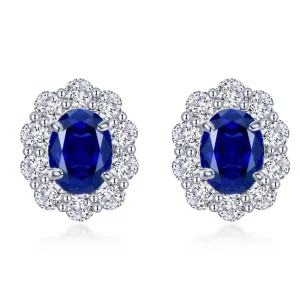 Lafonn Lab-Grown Blue Sapphire & Simulated Diamond Halo Stud Earrings