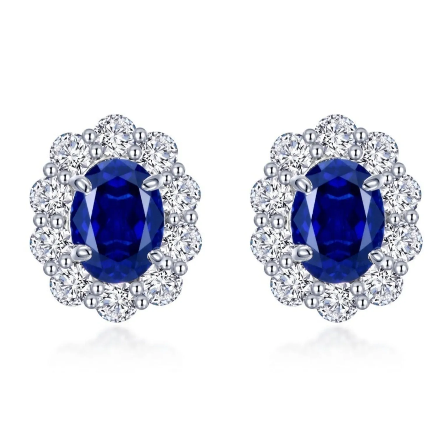 Lafonn Lab-Grown Blue Sapphire & Simulated Diamond Halo Stud Earrings