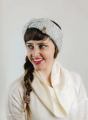 Light Gray Peruvian Wool Hand Knit Headband